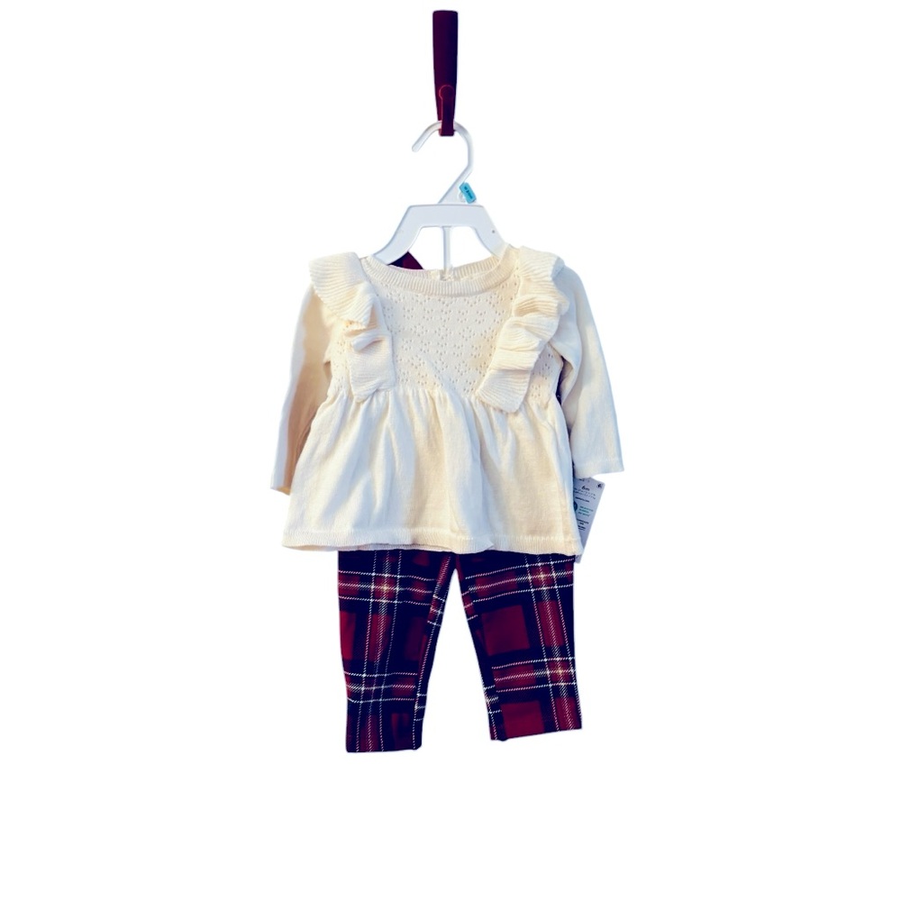Carter's Red Plaid Pants with White Top NWT 6 months 10 0486 - Picture 2 of 6